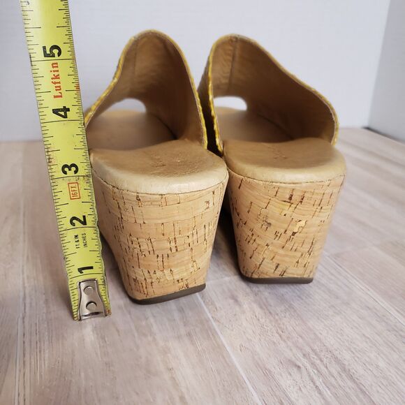Chocolat Blu Myra Cork Wedge Sandals Yellow Leather Women’s Size 9 - Picture 8 of 8